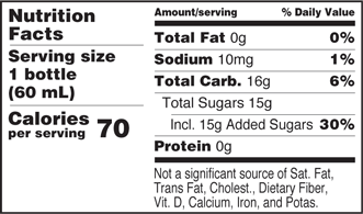 TRUEplus Glucose Shot Orange Nutrition Facts